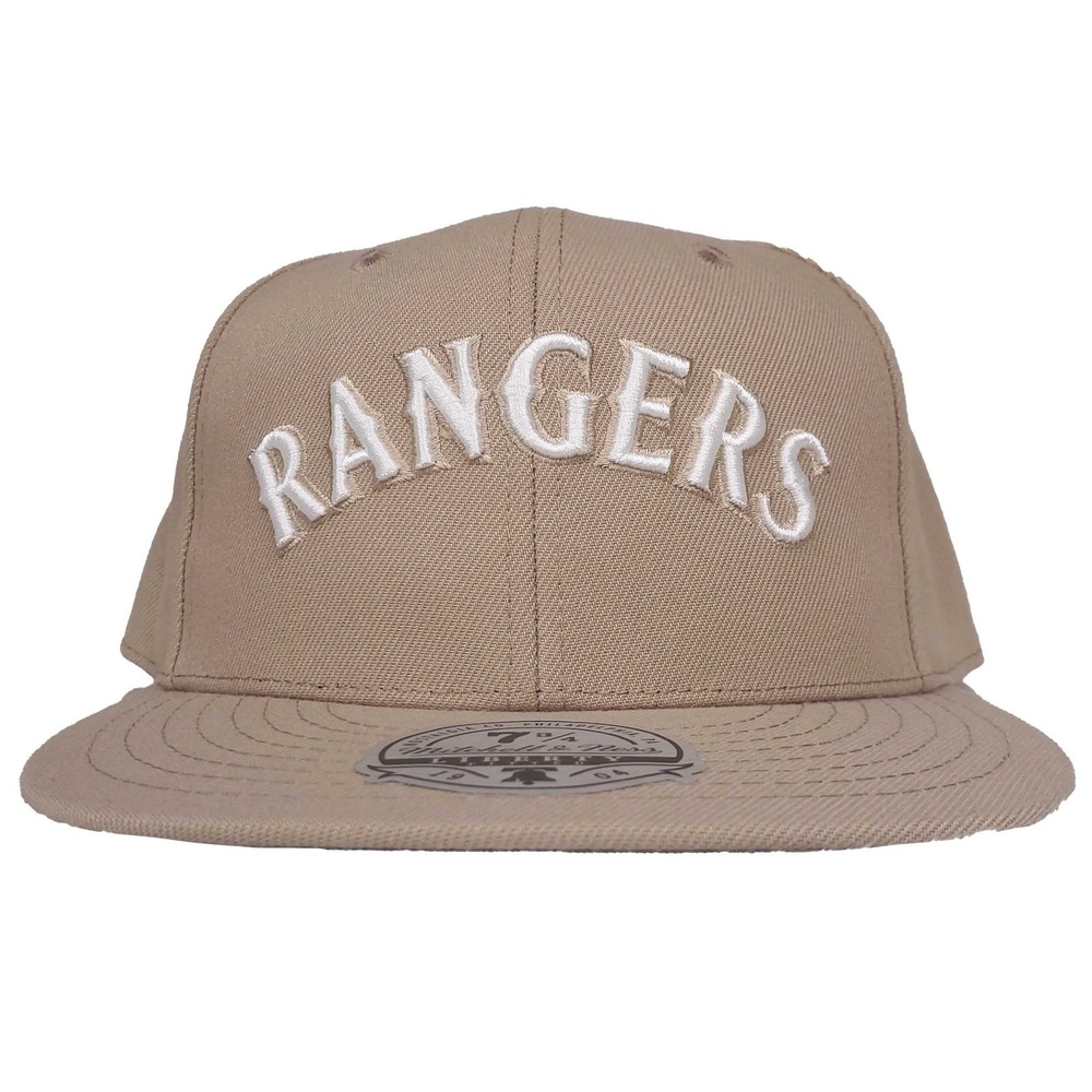 Texas Rangers Mitchell & Ness‎ MLB Fitted 7 3/4 Flatbill Cap Hat Khaki NWT